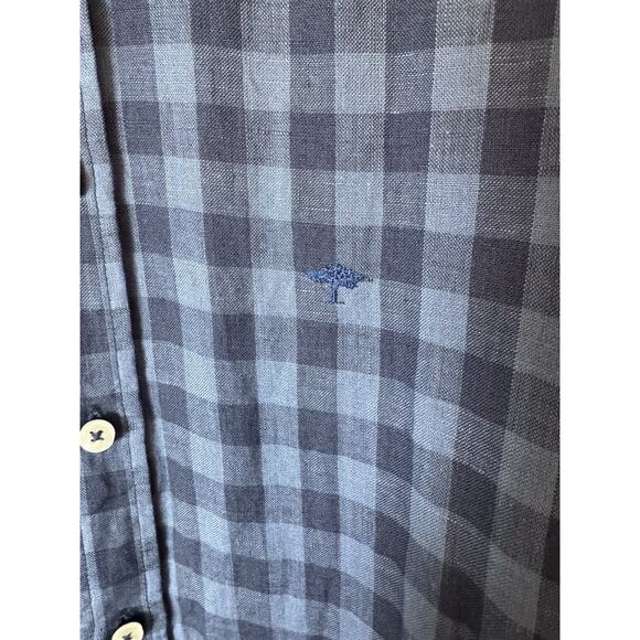 FYNCH-HATTON Men's LINEN Button Down Shirt Blue Black Size XX LARGE - Picture 6 of 11